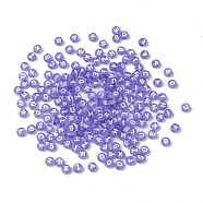 Transparent Acrylic Beads, Horizontal Hole, Mixed Letters, Flat Round, Lilac, 7x4mm, Hole: 1.5mm, about 3700pcs/500g(TACR-N002-04H)