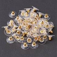 Brass Bullet Clutch Earring Backs with Pad, for Stablizing Heavy Post Earrings, with Plastic Pads, Ear Nuts, Golden, 12x7mm, Hole: 1mm(KK-YW0001-68G)