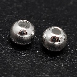 Round 925 Sterling Silver Beads, Silver, 2mm, Hole: 0.9mm(X-STER-F012-01A)