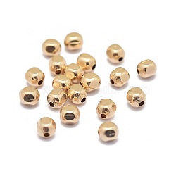 Yellow Gold Filled Beads, 1/20 14K Gold Filled, Cadmium Free & Nickel Free & Lead Free, Faceted, Oval, 3.2x2.6mm, Hole: 0.8mm(KK-L183-035B)