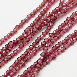 Imported Natural Garnet Beads Strands, Faceted Round, 2mm, Hole: 0.8mm, about 190pcs/strand, 16 inch(G-A129-2mm-05)
