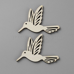 Wood Laser Cut Big Pendants, Undyed, Animal Charms, Bird, 54.5x43x2.5mm, Hole: 1.6mm(WOOD-WH0131-16B)