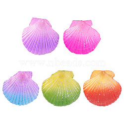 5Pcs Spray Painted Natural Scallop Shell Big Pendants, Shell Shape Charms, Mixed Color, 68.5~80x67.5~81x6~8mm, Hole: 1~1.4mm(SSHEL-TA0001-24)