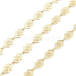 Brass Hollow Rhombus Link Chains, Unwelded, with Spool, Real 18K Gold Plated, 11x5x0.5mm(CHC-M025-01G)