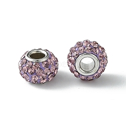 Austrian Crystal European Beads, Large Hole Beads, Single Sterling Silver Core, Rondelle, 212_Lt.Amethyst, about 7mm in diameter, 5.5mm thick, hole: 3mm(SS002-A212)