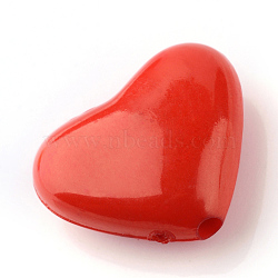 Opaque Acrylic Beads, Heart, Red, 10x10.5x5.5mm, Hole: 1.5mm, about 1250pcs/500g(SACR-Q134-C07)