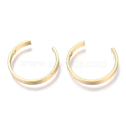 Brass Hoop Earring Findings, Real 14K Gold Plated, 20x18.5x2.5mm, Hole: 1.2mm(KK-H748-03G)