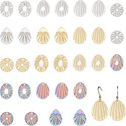 CHGCRAFT 30Pcs 304 Stainless Steel Pendant, Textured Charms, Mixed Shapes, Mixed Color, 18~22x17~18x1mm, Hole: 1.2~1.6mm(STAS-CA0001-76)