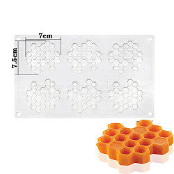 Honeycomb Shape DIY Silicone Molds, Fondant Molds, Resin Casting Molds, for Chocolate, Candy, UV Resin & Epoxy Resin Craft Making, White, 296x173x9mm, Inner Diameter: 75x70mm(BAKE-PW0010-20C)
