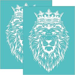 Self-Adhesive Silk Screen Printing Stencil, for Painting on Wood, DIY Decoration T-Shirt Fabric, Turquoise, Lion Pattern, 220x280mm(DIY-WH0338-046)