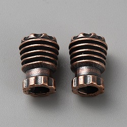 Brass EDC European Beads, Parachute String Beads, Large Hole Beads, for Knife Lanyard Keychain Bracelet, Red Copper, 15x10mm, Hole: 5mm(KK-WH0081-63R)