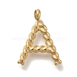 PVD Vacuum Plating 304 Stainless Steel Pendants, Real 18K Gold Plated, Letter Charm, Letter A, 15x11.5x3mm, Hole: 1.8mm(STAS-S148-28G-A)