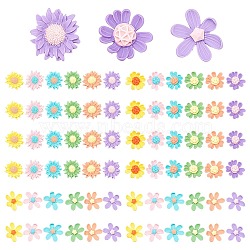 PandaHall Elite 72Pcs 3 Style  Opaque Resin Cabochons, Mixead Flower, Mixed Color, 30x29x8mm(CRES-PH0023-35)