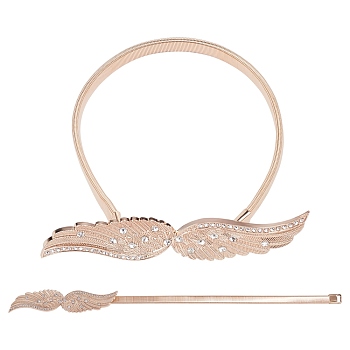 Curtain Tieback, with Glass, Alloy Spring Design, Suitable for Most Curtains, Easy to Use, Wing, Light Gold, 375x11x4mm