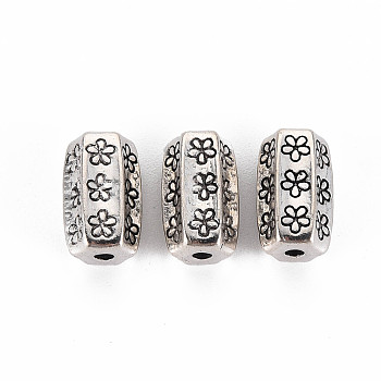 Tibetan Style Alloy Beads, Flower, Cadmium Free & Lead Free, Antique Silver, 13x8x8mm, Hole: 1.8mm, about 420pcs/1000g