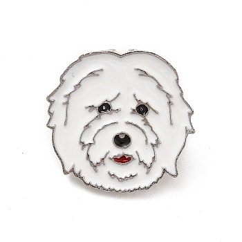 Dog Enamel Pin with Brass Butterfly Clutches, Alloy Badge for Backpack Clothing, West Highland White Terrier, 23x23.5x10mm, Pin: 1.1mm