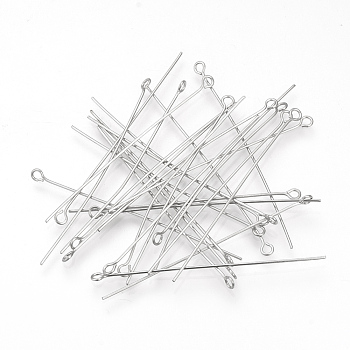304 Stainless Steel Eye Pin, Stainless Steel Color, 40mm, Pin: 0.7mm, Hole: 12mm