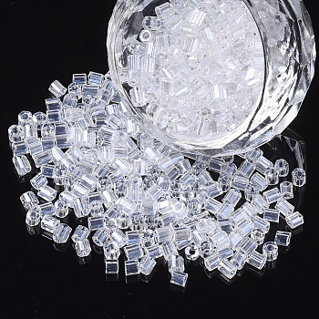 8/0 Two Cut Glass Seed Beads, Hexagon, Transparent Colours Luster, Clear, 2.5~3x2.5mm, Hole: 0.9mm, about 15000pcs/bag