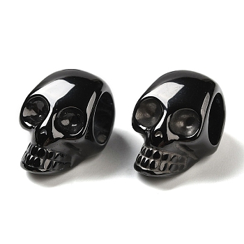 Bioceramics Zirconia Ceramic Beads, Nickle Free, No Fading and Hypoallergenic, Large Hole Beads, Skull, Black, 20.5x12.5x12.5mm, Hole: 7.5mm