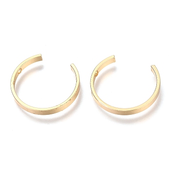 Brass Hoop Earring Findings, Real 14K Gold Plated, 20x18.5x2.5mm, Hole: 1.2mm