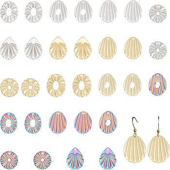 CHGCRAFT 30Pcs 304 Stainless Steel Pendant, Textured Charms, Mixed Shapes, Mixed Color, 18~22x17~18x1mm, Hole: 1.2~1.6mm