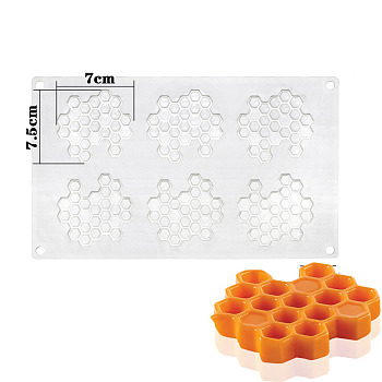 Honeycomb Shape DIY Silicone Molds, Fondant Molds, Resin Casting Molds, for Chocolate, Candy, UV Resin & Epoxy Resin Craft Making, White, 296x173x9mm, Inner Diameter: 75x70mm