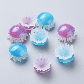 Transparent Acrylic Beads, Jellyfish, Mixed Color, 20~25x13mm, Hole: 1.2mm