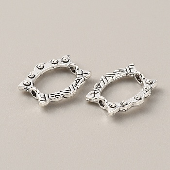 Tibetan Style Alloy Bead Frame, Antique Silver, Cat Shape, 15.5x12x3mm, Hole: 1.6mm, 95~100pcs/bag.