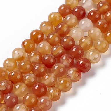 Orange Round Red Agate Beads