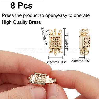 8Pcs 3-Strand 6-Hole Brass Box Clasps(KK-AR0002-96)-3