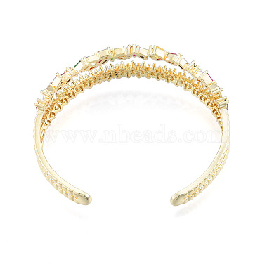 Bracelet manchette ouvert double ligne zircone cubique(BJEW-N014-017)-3