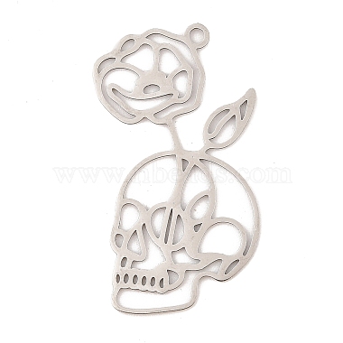 Stainless Steel Color Skull 304 Stainless Steel Pendants