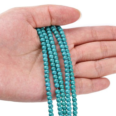 1 Strand Dyed Dark Cyan Round Synthetic Turquoise Beads Strands(X-TURQ-G106-4mm-02E)-2