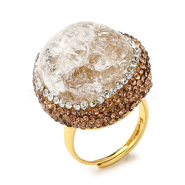 Natural Quartz Crystal Oval Adjustable Ring with Rhinestone(RJEW-E052-01G)-4