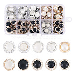 100Pcs 10 Styles 1-Hole Opaque Resin Shank Buttons, with Plastic, Flat Round & Flower, Mixed Color, 11.5~13x11.5~13x8.5~10.5mm, Hole: 2.5~4mm, 10pcs/style(BUTT-TA0001-58)