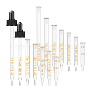14Pcs 7 Style Straight Tip Glass Droppers, Graduated Pipettes, for Essential Oils Art Liquid Plant Nutrients, Clear, 47~108x8.5~9mm, Hole: 1.2~1.8mm, Capacity: 5ml(0.17fl. oz)~100ml(3.38fl. oz), 2pcs/style(AJEW-BC0003-86)