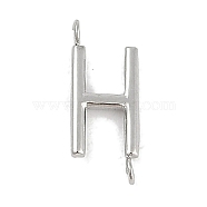 304 Stainless Steel Letter Connector Charms, Stainless Steel Color, Letter H, 12x5x2mm, Hole: 1.2mm(STAS-M108-01P-08)