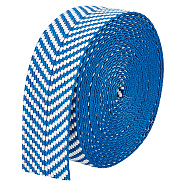 Polycotton Arrow Print Jacquard Ribbons, Twill Tape Ribbon, Herringbone Ribbon, Flat, Cornflower Blue, 1-1/2 inch(38mm), about 5.00 Yards(4.57m)/Strand(SRIB-WH0011-113B)