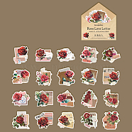 20Pcs Flower Paper Stickers, Floral Decorative Decals for Teens, Boys Girls Perfect for DIY Scrapbooking, Red, 55x65mm(WG64556-01)