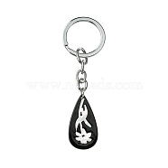 Acrylic & Shell Keychains, with Alloy Split Key Rings, Teardrop, 9cm, Pendant: 36mm(KEYC-YW00009-02)