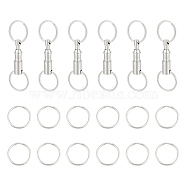 6Pcs Iron Quick Release Keychain, Detachable Pull Apart Snap Keychain, with 12Pcs Iron Split Key Rings, Platinum, 25~80x2.5mm(KEYC-UN0001-18)