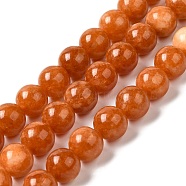 Natural Dyed White Jade Beads Strands, Round, Dark Orange, 10~10.5mm in diameter, Hole: 1mm, about 37pcs/strand, 14.76''~14.80''(37.5~37.6cm)(G-M402-C04-07)