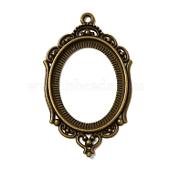 Zinc Alloy Pendant Cabochon Settings, Open Back Settings, Oval, Antique Bronze, Tray: 40x30mm, 65x37.5x2.5mm, Hole: 3mm(FIND-WH050-70AB)