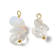 Opalite Pendants, Nuggets Charms with Real 18K Gold Plated Brass Loops, 13~19x7~13x5~7mm, Hole: 1.5~1.6mm(KK-P242-31G-02)
