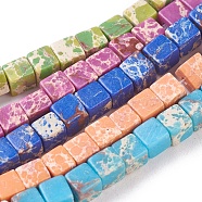 Synthetic Imperial Jasper Beads Strands, Dyed, Cube, Mixed Color, 4.5x4.5x4.5mm, Hole: 0.8mm, about 84~85pcs/strand, 14.9 inch~15.3 inch(38~39cm)(G-I248-01)