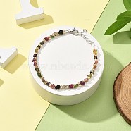 Natural Tourmaline Beads Bracelets for Women, with Silver Alloy Lobster Claw Clasps & Iron Chains & Glass Seed, 6-5/8~7-1/2 inch(16.7~19cm)(BJEW-H623-02S-04)