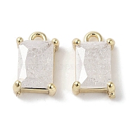 Brass Micro Pave Cubic Zirconia Charms, Real 18K Gold Plated, Rectangle, White, 9.5x6x3mm, Hole: 1.2mm(KK-G491-31G-04)