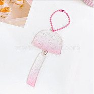 Gradient Color Transparent Acrylic Keychain Blanks, with Ball Chains and Glitter Powder, Wind Chime, Pearl Pink, 14.5cm(ZXFQ-PW0003-15D-01)