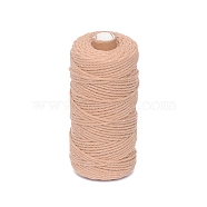 100M Round Cotton Braided Cord, for DIY Handmade Tassel Embroidery Craft, PeachPuff, 3mm, about 109.36 Yards(100m)/Roll(PW-WG54274-47)