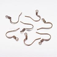 Brass French Earring Hooks, with Horizontal Loop, Flat Earring Hooks, Antique Bronze, 15mm wide, 22 Gauge, Pin: 0.6mm, Hole: 1mm(KK-Q370-AB)